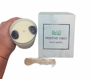 
                  
                    POSITIVE VIBES: Palo Santo Candle with Amethyst Crystals - Solo Therapy
                  
                