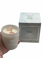LOVE Candle with 2 Rose Quartz Crystals