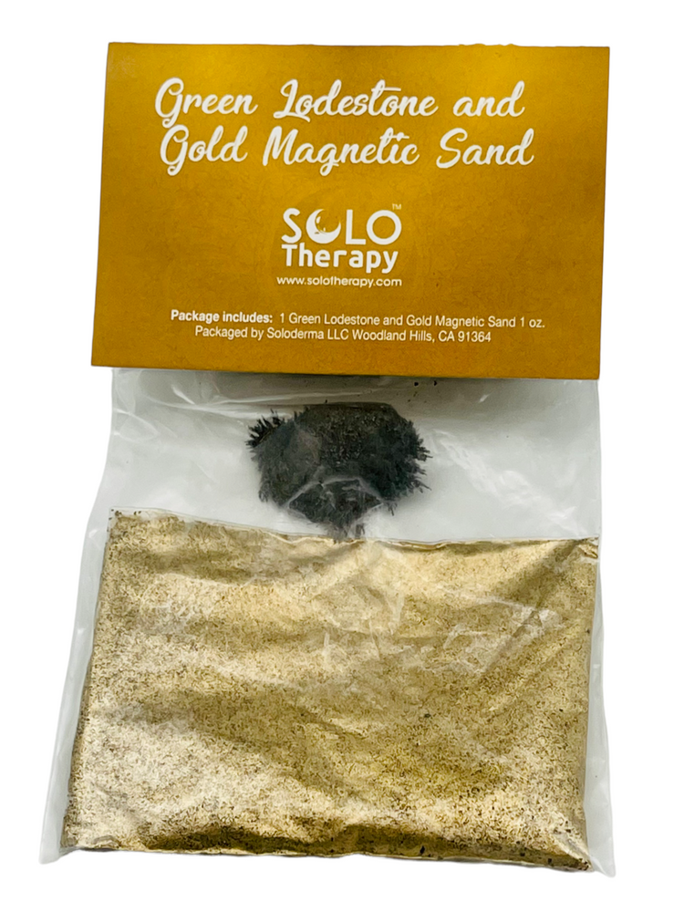 Green Lodestone and Gold Magnetic Sand